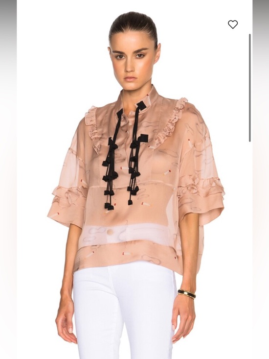 No. 21 Tops - No. 21 Designer Silk Chiffon Sheer Ruffle Tie-Neck Top in Blush